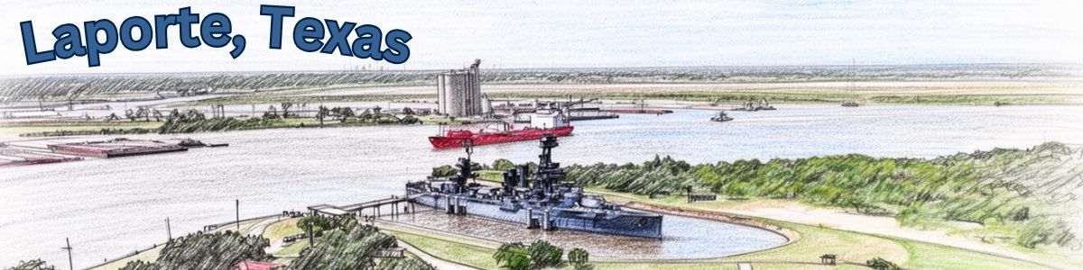 Waterfront scene in La Porte, Texas on upper Galveston Bay