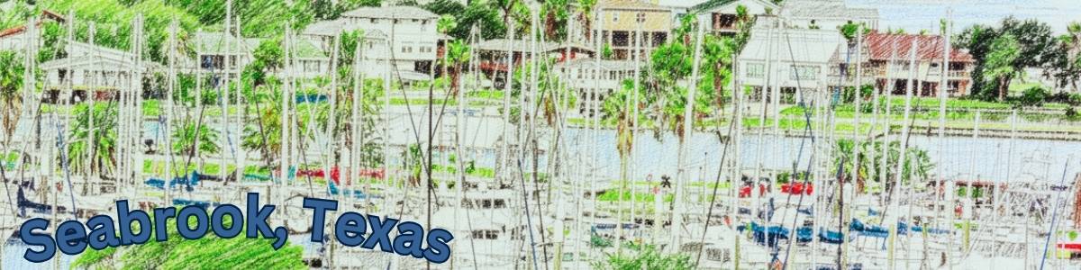 Seabrook Shipyard viewed from the Kemah bridge near Clear Lake and Galveston Bay